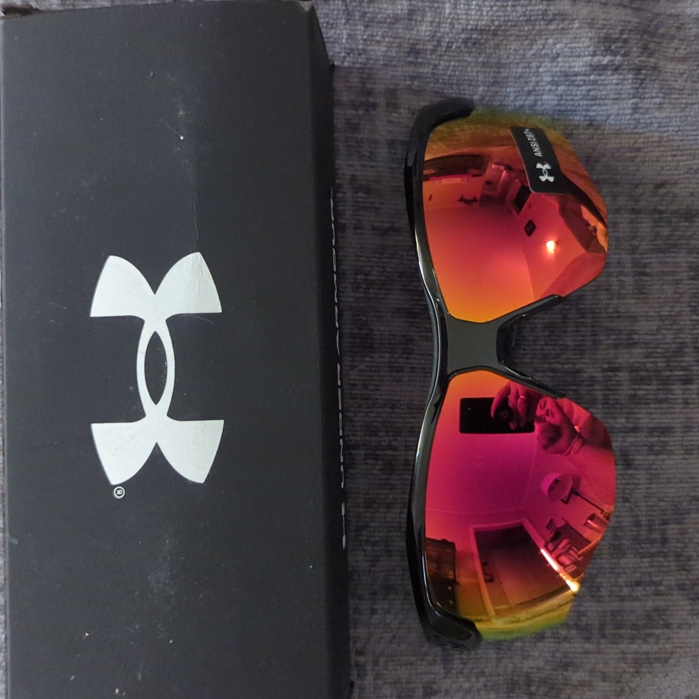 NWT Under Armour Yard Dual Sunglasses. Shiny Black with InfraRed Lens color - Picture 2 of 5